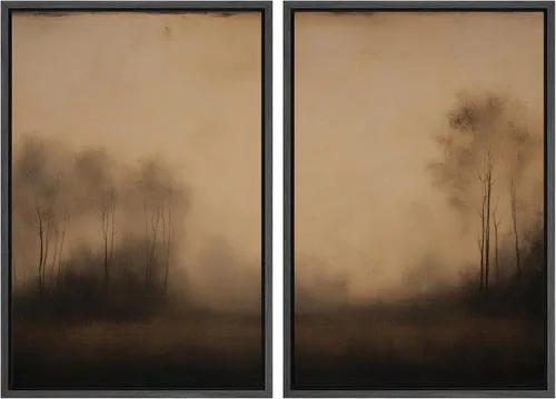 Miniatura 153 de MUDECOR Lienzo enmarcado para pared, bosque brumoso, reflejos, paisaje tranquilo, ilustraciones modernas, arte decorativo, bohemio, tranquilo/zen