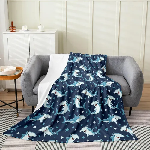 Erosebridal Hammerhead Shark Flannel Blanket 40x50 Marine Life Fuzzy Plush Throw for Sofa Couch Hammerhead Shark Lover Gifts Ocean Sealife Fleece