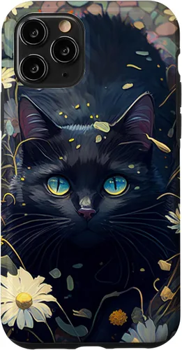 Miniatura 27 de iPhone 16 Cute Black Cat In Botanical Flower Garden Aesthetic Cat Case