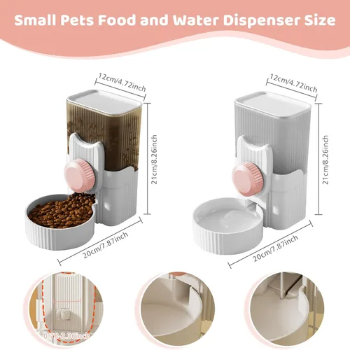 Miniatura 2 de Jaula colgante dispensador automático de botellas de agua para mascotas pequeñas, alimentador automático de 1 litro de gravedad para mascotas y Rosa