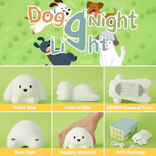 Miniatura 6 de ZKLiLi Lámpara nocturna para niños, lámpara de 16 colores linda, luces nocturnas regulables para bebé, luz nocturna recargable de silicona