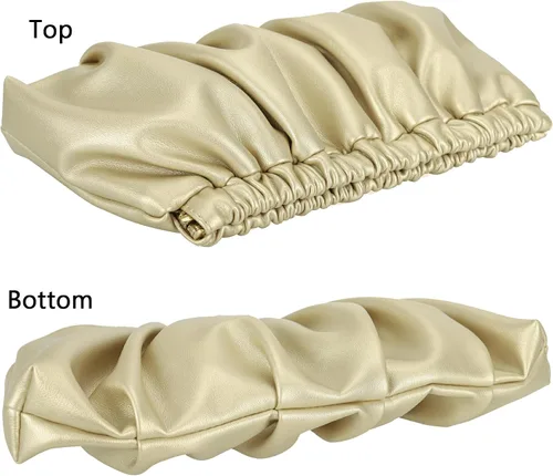Miniatura 4 de Bolso de noche plisado suave de cuero vegano elegante bolso de mano formal fruncido para mujer Pleated, Soft, Dressy, Formal, Ruched