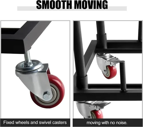 Miniatura 5 de Silla plegable Dolly para sillas plegables con 2 ruedas giratorias, estantes plegables de acero en forma de L para restaurante y cocina casera