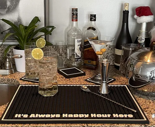 Miniatura 8 de Highball & Chaser Tapete de barra personalizado de alta calidad de 18 x 12 pulgadas de grosor, duradero y elegante, para derrames, café, bares