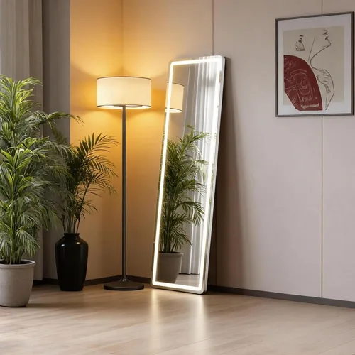 Miniatura 19 de NEWBULIG Espejo arqueado de longitud completa de 59 x 16 pulgadas, espejo de cuerpo completo con marco fino de aleación de aluminio, espejos