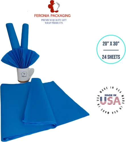 Miniatura 8 de Cuadrados de papel de seda azul brillante, 24 hojas a granel, papel de regalo premium y suministros de arte para cumpleaños, vacaciones o regalos