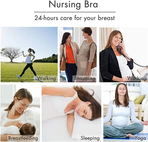 Miniatura 7 de Angelhood Brasier de lactancia para mujer, paquete de 5 unidades, brasier de lactancia materna sin costuras, sin costuras, con extensores de brasier