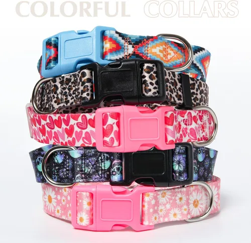 Miniatura 4 de Collares de Perro para Niñas con Patrones de Margaritas, Lindo Collar Rosa para Perras, Collares Ajustables Blandos y Duraderos para Perros XS 12