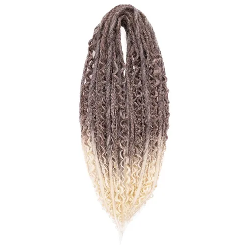 Miniatura 38 de Leeven Extensiones de rastas grises de 40 hebras de 18 pulgadas con terminación única hechas a mano, extensiones de rastas suaves de 0.6 cm