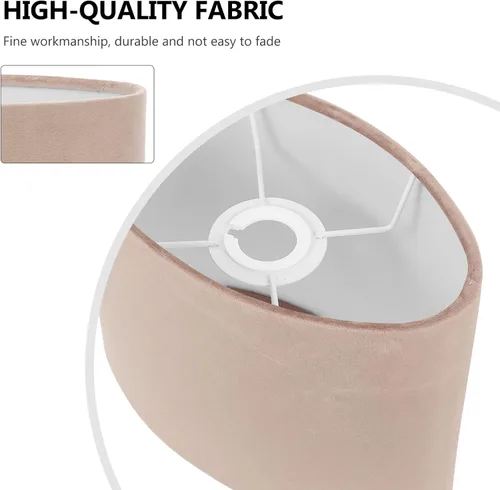Miniatura 2 de Beaupretty Pantalla ovalada de tela para lámpara E27, cubierta de repuesto para lámpara de mesa, protector de luz de lámpara de pie