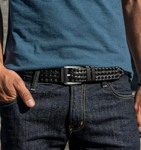 Miniatura 3 de BULLIANT Cinturones para hombre, cinturones trenzados de cuero para hombre, jeans casuales para golf, Anyfit, caja de regalo