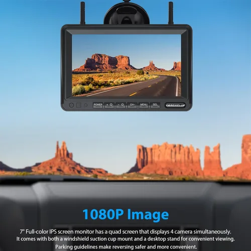 Miniatura 2 de ZEROXCLUB 1080P 7" Sistema de cámara de respaldo inalámbrica para RV, compatible con Furrion pre-cableado para RV, camión, remolque, monitor DVR