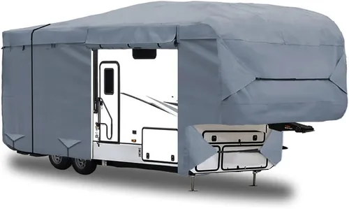 Miniatura 8 de GEARFLAG - Funda para remolque de autocaravana de 5ª rueda, transportador de juguetes, 5 capas superiores con tiras laterales reforzadas a prueba