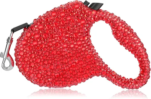 Miniatura 8 de Correa retráctil brillante para perro, correa para caminar con diamantes de imitación para perros pequeños y medianos, correa brillante