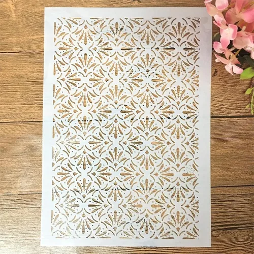 Miniatura 20 de TIAMECH Plantilla A4 reutilizable de líneas de símbolos pequeños para pintar, plantilla de capas de textura de cuadrícula, arte de pared
