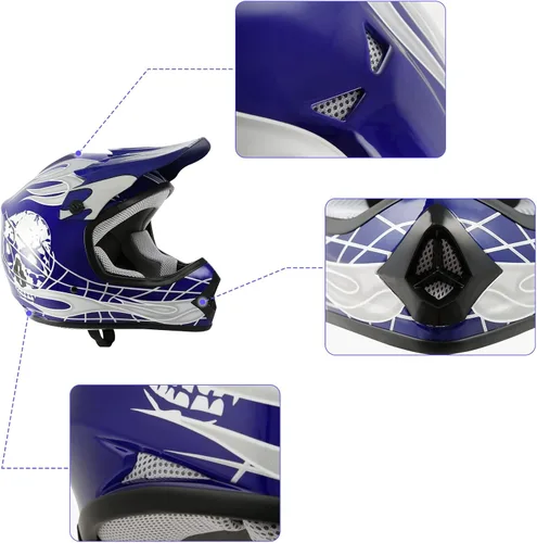 Miniatura 5 de TCMT Casco de motocross para jóvenes, certificado por DOT, casco de motocross ATV de cara completa para niños con gafas, guantes y bolsa para casco