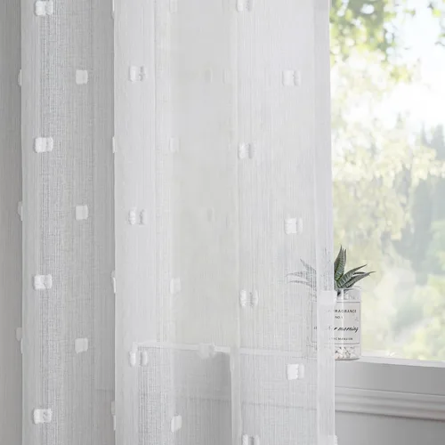 Miniatura 20 de MYSKY HOME Cortinas rosas para dormitorio de 63 pulgadas de largo, con pompones, cortinas traslúcidas blancas cortas para habitación de niños