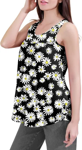 Miniatura 2 de CATHY - Camiseta sin mangas de verano para mujer, estilo casual, plisada, holgada, cómoda