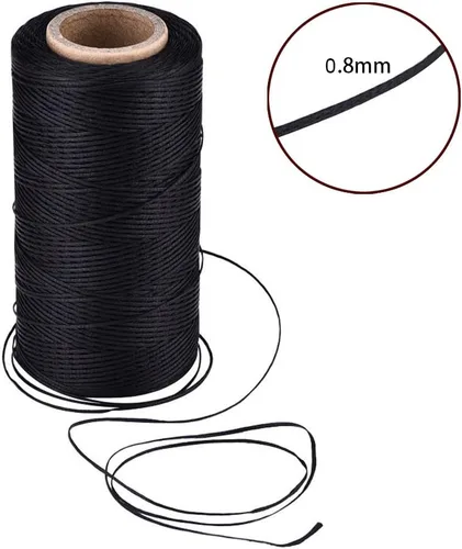 Miniatura 3 de 2pcs 150D 0.031 in Costura de Cuero Artesanía Costura Artesanía Hilo encerado Cuerda Cuerda Cuerda (Negro y Beige)