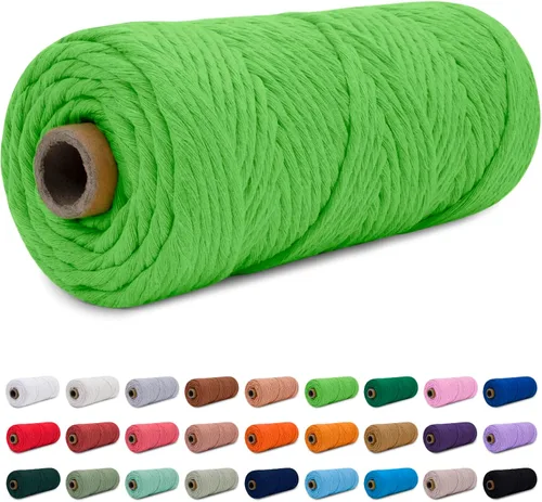 Miniatura 43 de CAMAL Cordón de macramé de 0.157 in x 109 yardas (328.1 ft), cuerda de algodón de color para tejer, manualidades, colgar en la pared, proyectos