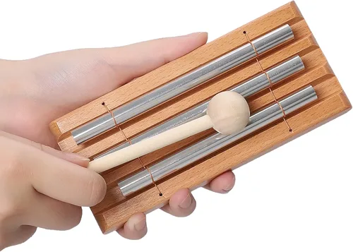 Miniatura 5 de Campanillas de energía de percusión campanas de mano: trío de 3 tonos timbre instrumento musical con mazo para yoga, meditación, sanación de sonido