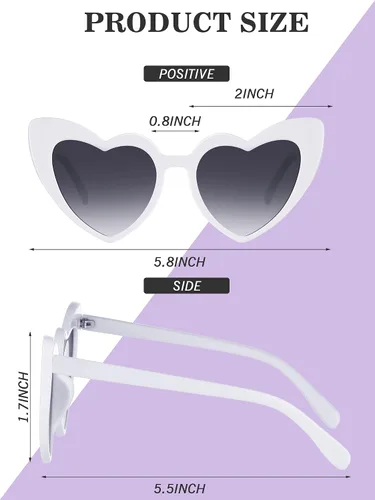 Miniatura 2 de Flutesan 15 pares de lentes de sol con forma de corazón para despedida de soltera para mujeres