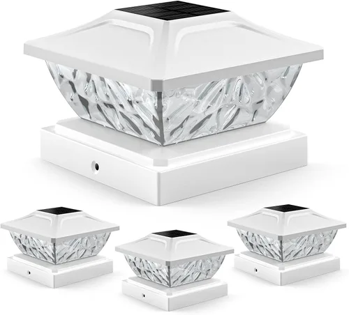 Paquete de 4 luces solares para poste de 2 modos, luces solares brillantes para postes al aire libre, impermeables, luces de poste al aire libre,