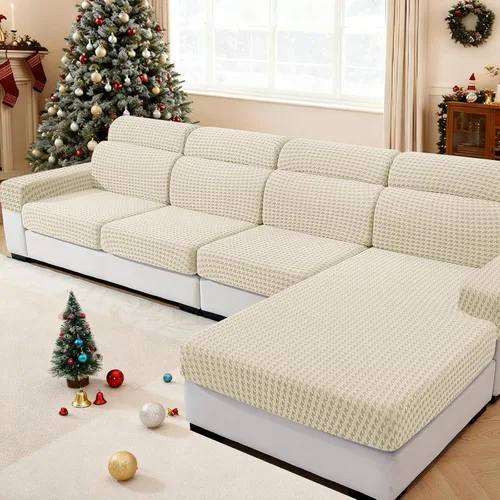 Miniatura 24 de MAXIJIN Fundas de cojín para sofá seccional, funda de cojín elástica para sofá, lavable, protector de muebles con parte inferior elástica y correa