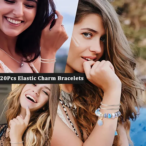 Miniatura 3 de ZYEHXED 20 Piezas Pulsera con Dije de Serpiente Brazaletes Elásticos Expandibles de Acero Inoxidable Pulsera de Serpiente Plateada Para Mujer 20