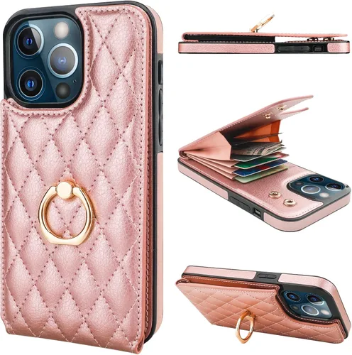 Miniatura 12 de Folosu Funda compatible con iPhone 13 Pro Max con soporte para tarjetas, rotación de 360°, soporte de anillo de dedo con función atril, bloqueo