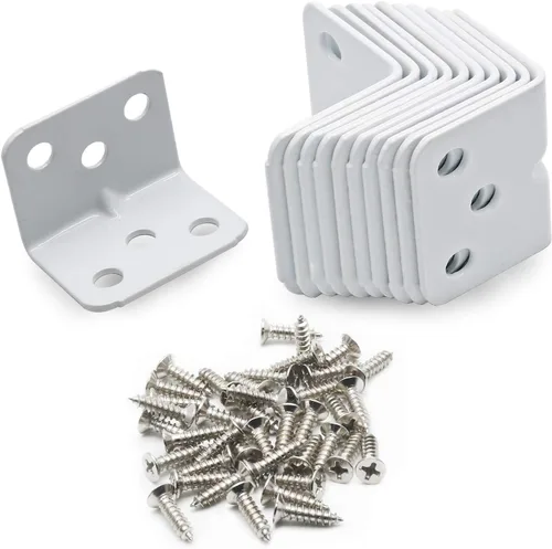 Miniatura 2 de Jiozermi 12 soportes de esquina, soporte de estante en forma de L de 1 x 1 x 1.3 pulgadas, soportes de estante de ángulo recto de 90 grados, soporte
