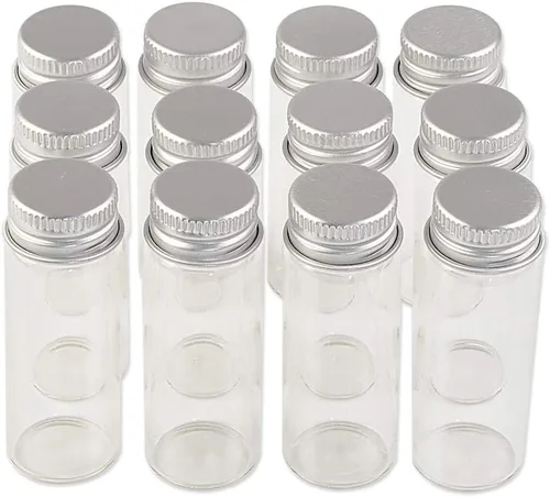 100 unidades 0.5 fl oz botellas de vidrio con tapa de metal vacío pequeña botella de deseos frascos de vidrio (100, 0.5 fl oz)