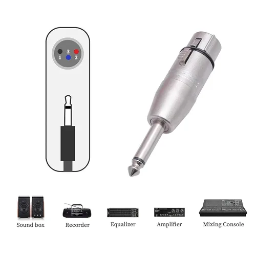 Miniatura 3 de XLR hembra a 1/4 "TS adaptador de micrófono, conector mono de 0.250 in a conector hembra XLR de 3 pines, convertidor XLR hembra a cuarto de pulgada