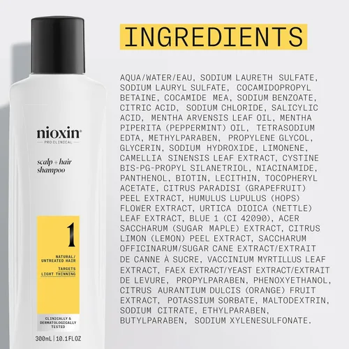 Miniatura 8 de Nioxin System 1 - Champú para el cuero cabelludo + engrosamiento del cabello, para cabello natural con adelgazamiento ligero, fortalece contra