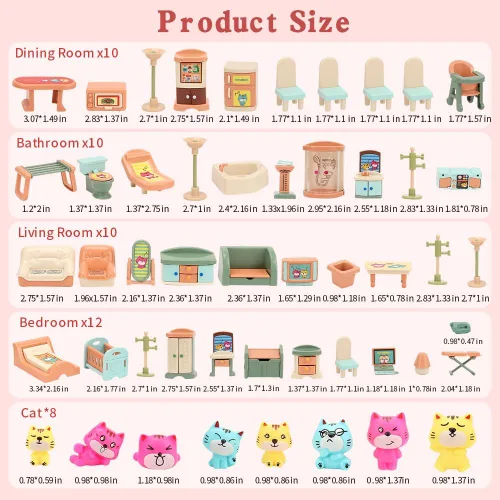 Miniatura 3 de BananMelonBM Paquete de 50 Conjunto de Muebles para Casa de Muñecas Pequeña para Niños Juguetes Casa Grandes Sueños para Bebés Niños Niñas Edad 3+