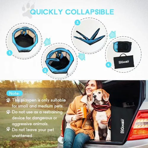 Miniatura 6 de Goozii Corralito portátil plegable, perros, interior y exterior, funda con cremallera, cubierta superior, puerta, para piso, gatos grandes, conejos