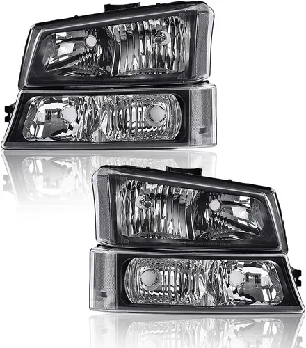 Miniatura 17 de G-PLUS Faros delanteros compatibles con Chevy Avalanche 1500 2500/Ajuste Chevy Silverado 1500 2500 HD 3500 2003-2006, lente transparente, carcasa