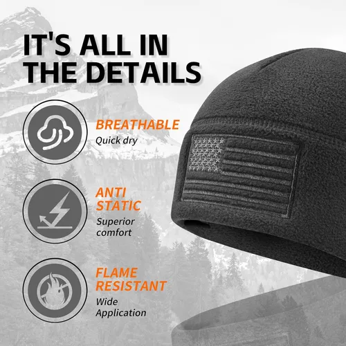 Miniatura 4 de Gorra de reloj de forro polar con bandera estadounidense, gorro táctico militar para múltiples estaciones de Estados Unidos, gorro cálido de invierno