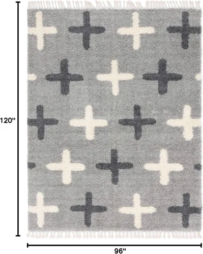 Miniatura 2 de Unique Loom Hygge Shag Collection - Alfombra moderna de inspiración marroquí con diseño geométrico, felpa y acogedora, rectangular, 8' 0" x 10' 0