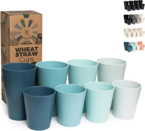 Miniatura 15 de Grow Forward Vasos de paja de trigo prémium – Vasos de plástico duro irrompibles sin BPA de 20 onzas – Vasos de plástico ligero reutilizables
