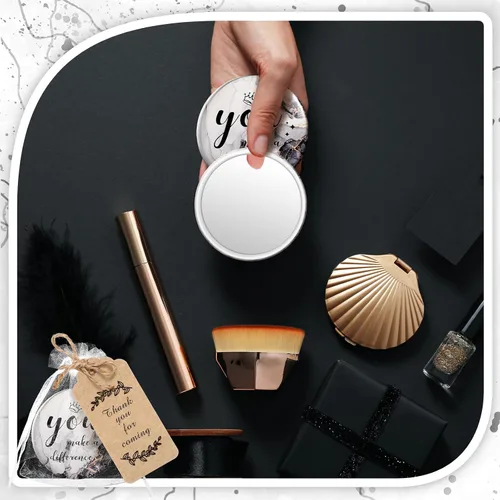 Miniatura 7 de Tradder 50 juegos de espejos compactos a granel para mujeres, agradecimiento, bolso pequeño, bolsa de bolsillo, artículo de maquillaje, mini espejo