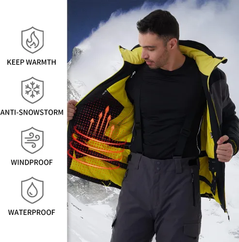 Miniatura 3 de CNTRITON Chaqueta de snowboard para hombre, abrigo de esquí de nieve, invierno, cálido, impermeable, aislado, parka de snowboard