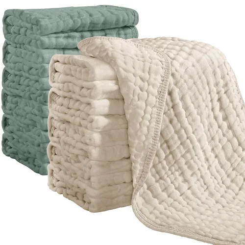 Miniatura 25 de Looxii - Paquete de 12 trapos de muselina para eructos, 100 % algodón, grandes, 20 x 10 pulgadas, extrasuaves y absorbentes, para bebés, niños