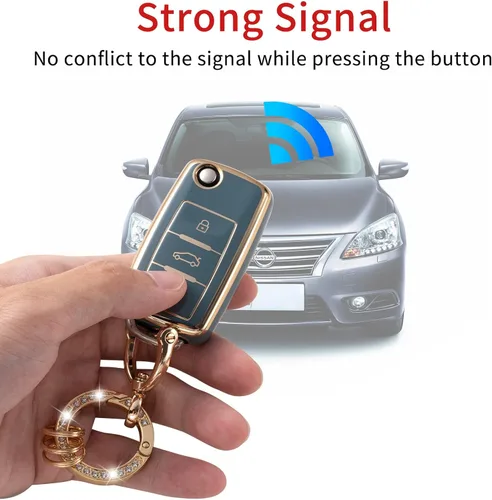 Miniatura 3 de Gematay Funda para llavero VW Volkswagen con llavero, funda para llave para VW Jetta Golf Polo MK7 Passat Tiguan Beetle, color azul, Azul