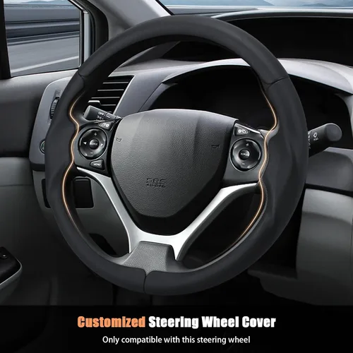 Miniatura 2 de Aimato Funda de volante personalizada para Honda Civic 2012-2015, delgada, antideslizante, resistente a los arañazos, accesorio exclusivo para Honda