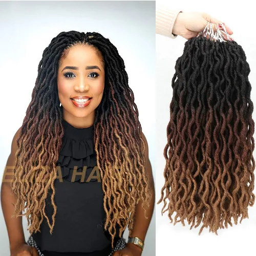 Miniatura 30 de Eliza Rastas gitanas onduladas de 18 pulgadas, cabello de ganchillo suave, 6 paquetes de trenzas sintéticas de diosa, raíces africanas, extensiones