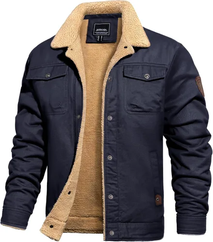 Miniatura 8 de TACVASEN Chaqueta de Invierno para Hombre con Forro Polar Sherpa Abrigo Tipo Cargo Chaqueta Trucker Cálida y Gruesa con Múltiples Bolsillos