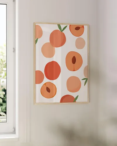 Miniatura 5 de HAUS AND HUES Fruit Art - Imagen de melocotón, decoración de pared de cocina, impresión de baño (marco beige, 24 x 36)