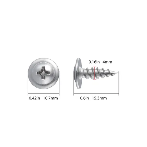 Miniatura 2 de Tornillos para madera de cabeza segmentada Phillips, de acero inoxidable 410, metal autorroscante rápido, 400 unidades, de 1/2 pulgadas, #8 Plateado