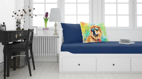Miniatura 2 de Caroline's Treasures DAC2490PILLOWCASE Chow Chow Hippie Dawg Funda de almohada estándar, ligera, súper suave, fácil de cuidar, decorativa, funda